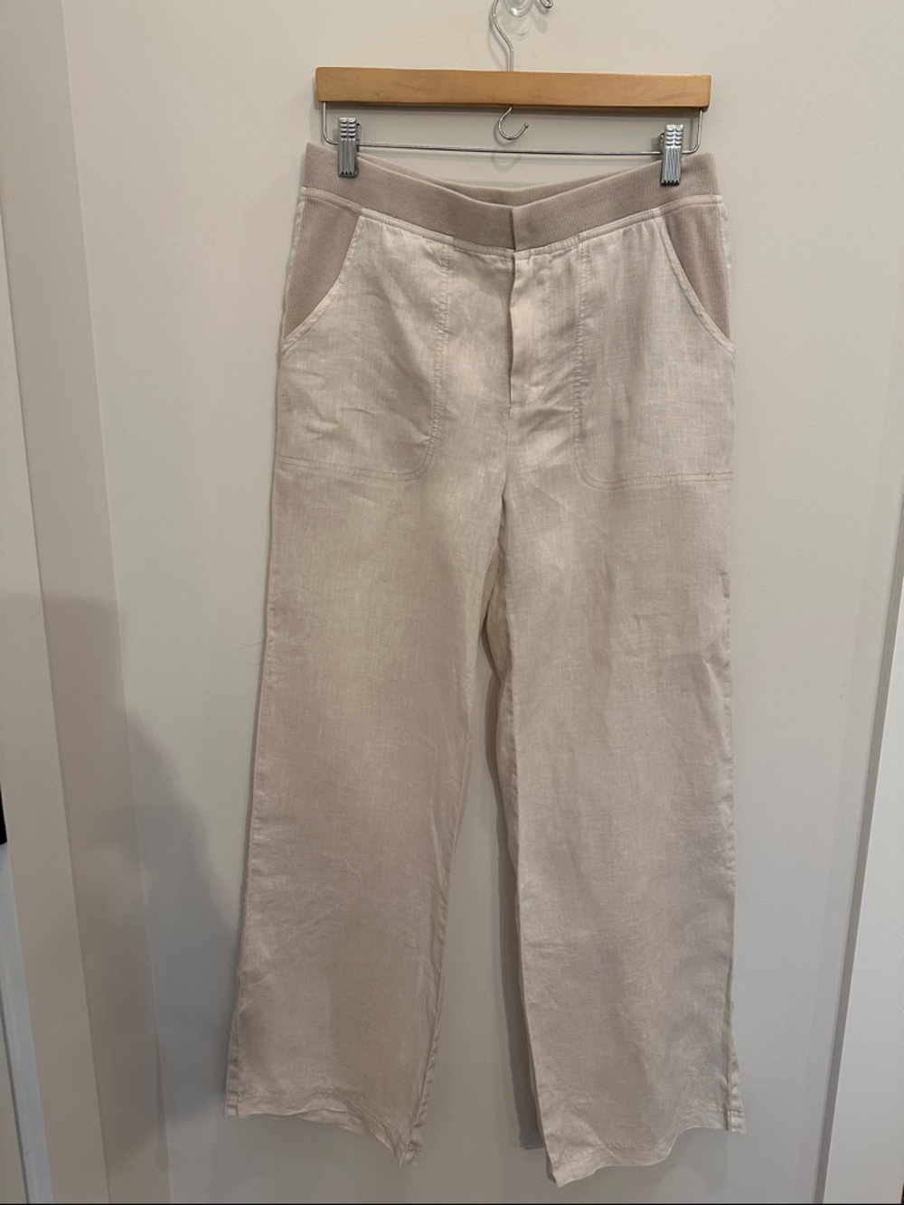 Women's Beige Linen Casual Pants